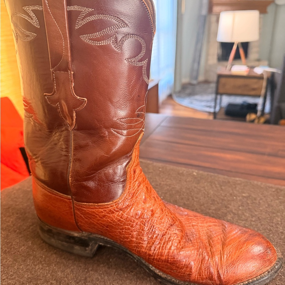 Lucchese Classics handmade tan ostrich boots 10D - Picture 6 of 10